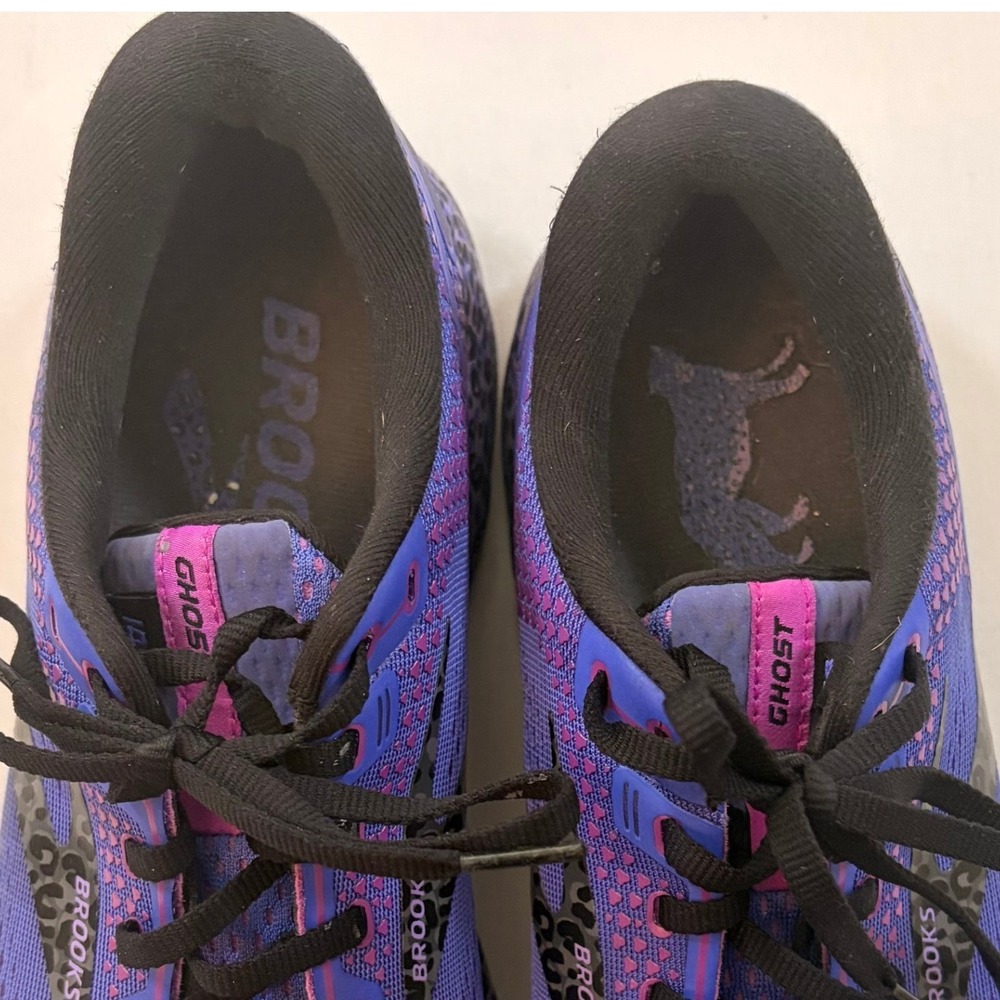 Brooks Ghost 14 Running Shoes Womens 11 Purple Leopard Print Athletic Comfort - Picture 5 of 8